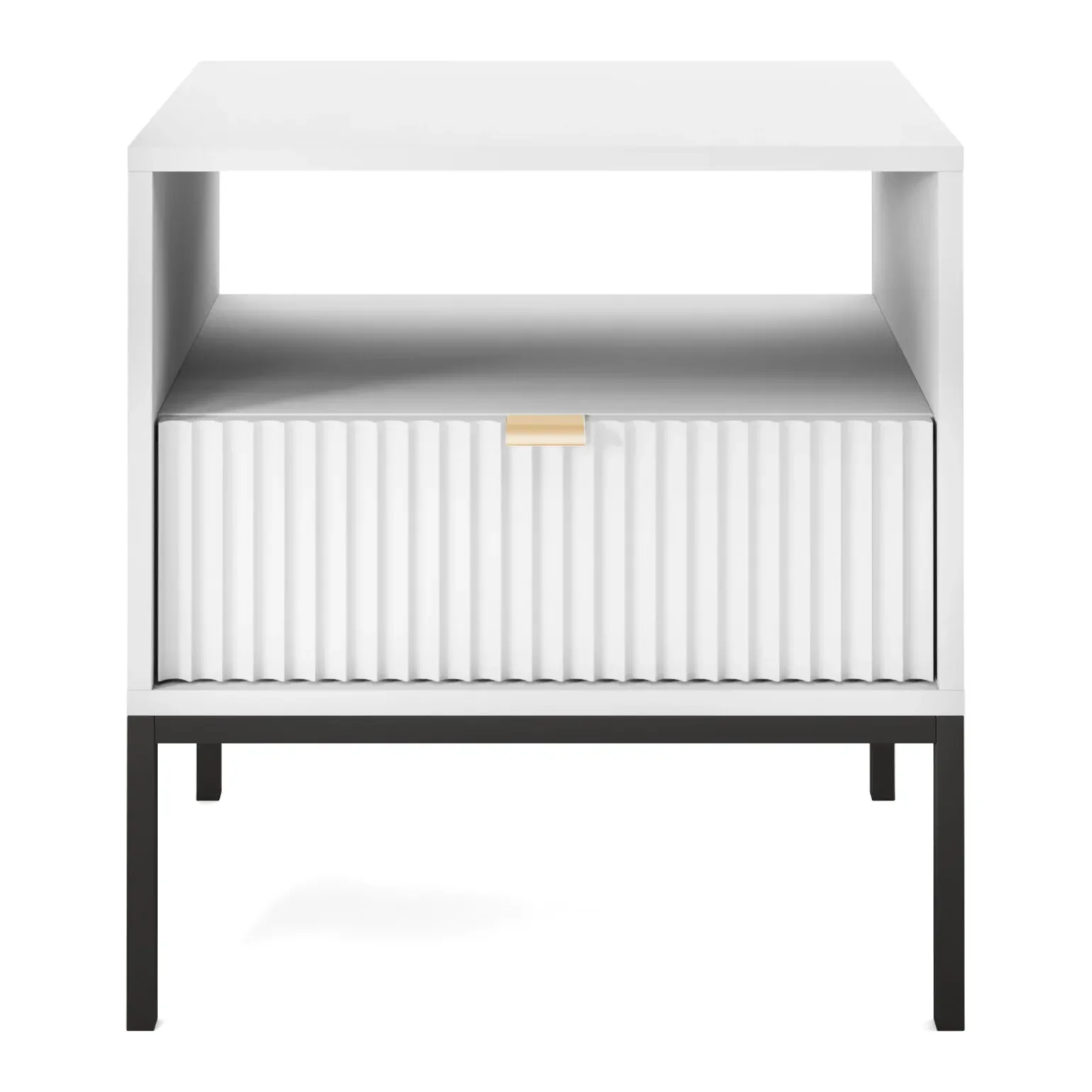 Comodino 54x56h cm 1 cassetto moderno bianco Alisa