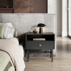 Comodino 55x52h cm 1 cassetto moderno nero Eterna