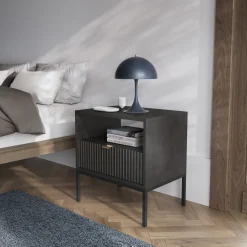 Comodino 54x56h cm 1 cassetto moderno nero Alisa