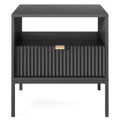 Comodino 54x56h cm 1 cassetto moderno nero Alisa