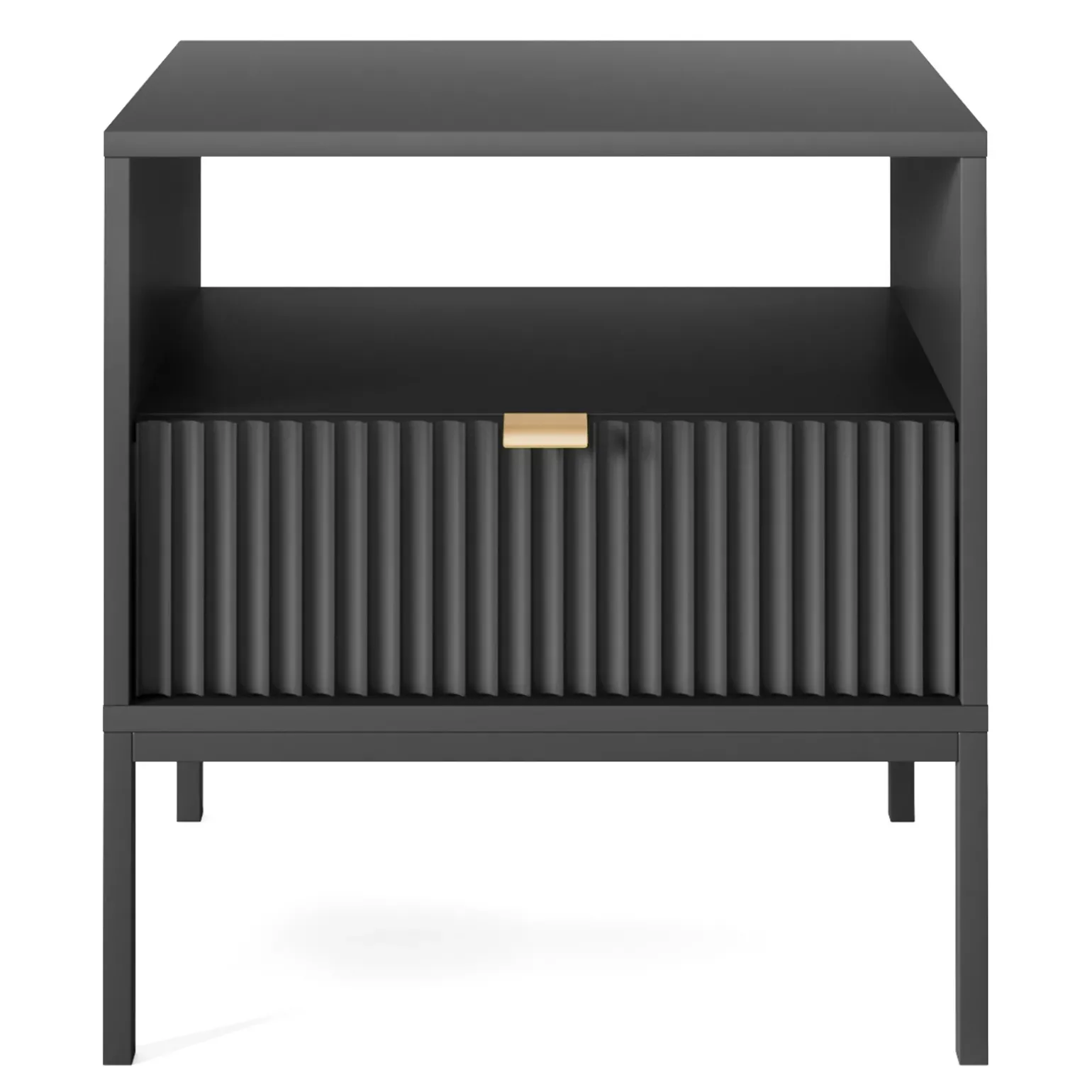 Comodino 54x56h cm 1 cassetto moderno nero Alisa
