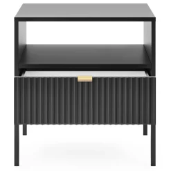 Comodino 54x56h cm 1 cassetto moderno nero Alisa