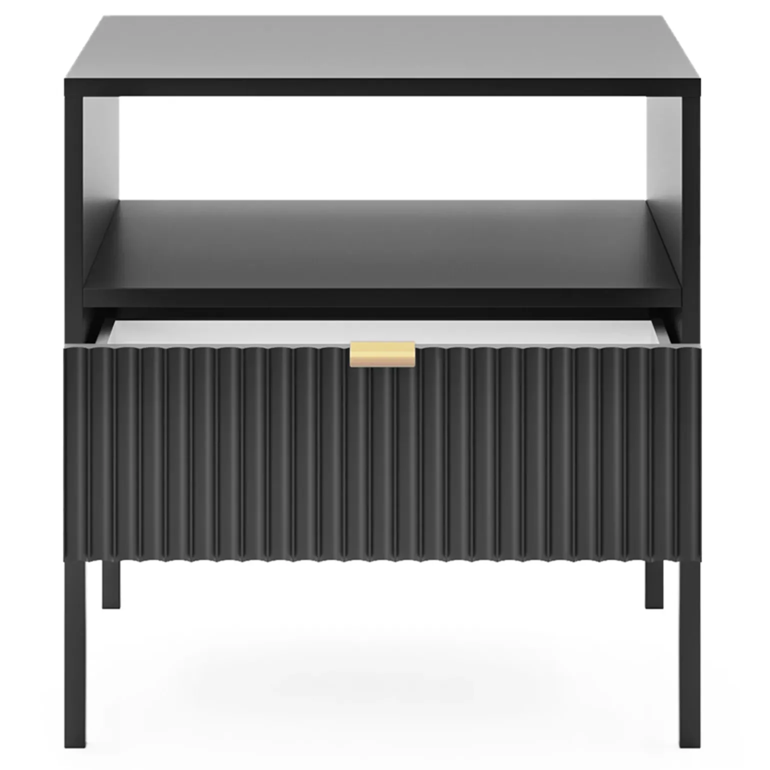 Comodino 54x56h cm 1 cassetto moderno nero Alisa