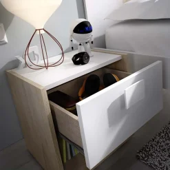 Comodino 40x42h cm 1 cassetto moderno rovere bianco Cairo