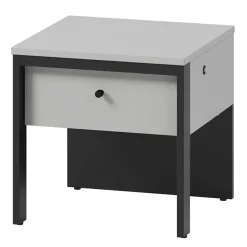 Comodino 40x40h cm 1 cassetto con LED grigio nero Luna