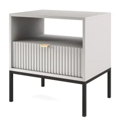 Comodino 54x56h cm 1 cassetto moderno grigio Alisa