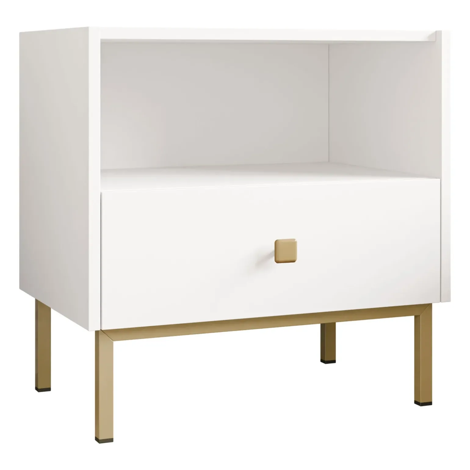 Comodino 55x56h cm 1 vano 1 cassetto bianco opaco Giuggiola