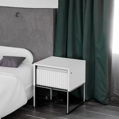 Comodino 46x50h cm cannettato bianco opaco nero Camelia