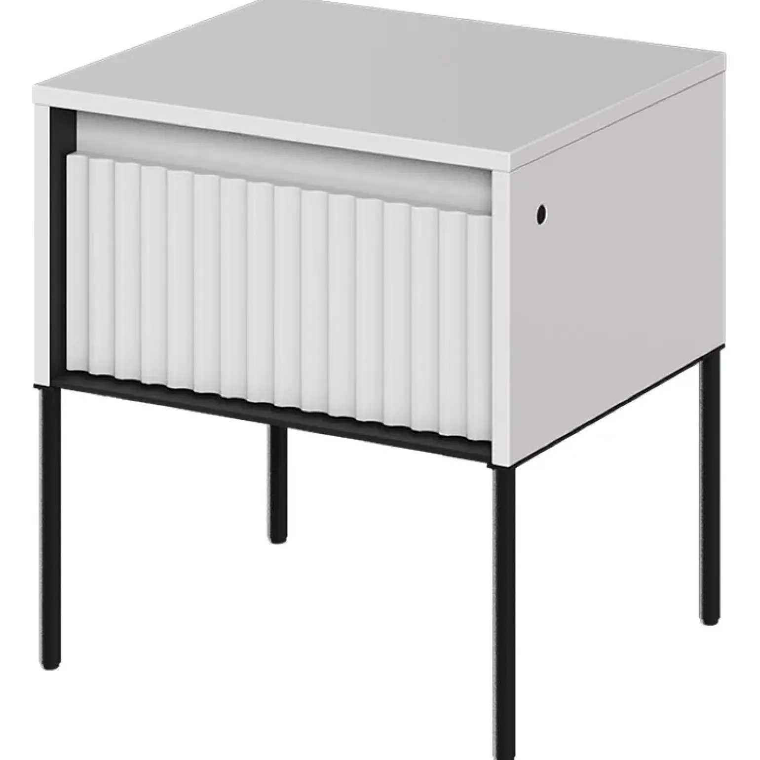 Comodino 46x50h cm cannettato bianco opaco nero Camelia
