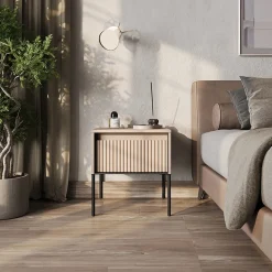 Comodino 46x50h cm cannettato beige nero Camelia