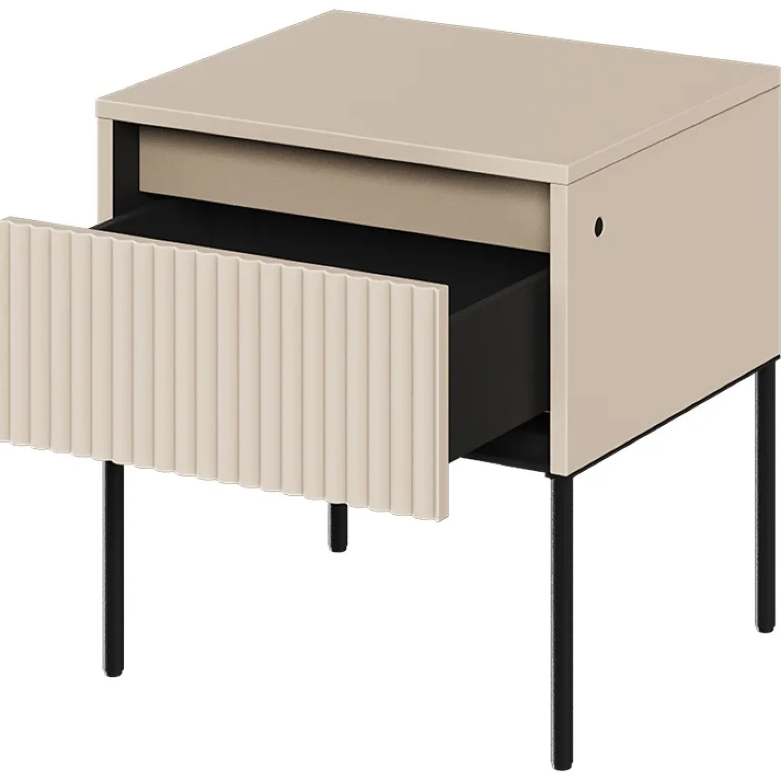 Comodino 46x50h cm cannettato beige nero Camelia