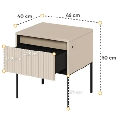 Comodino 46x50h cm cannettato beige nero Camelia