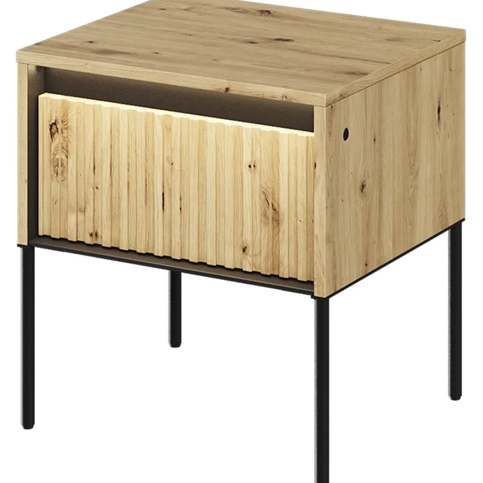 Comodino 46x50h cm cannettato rovere rustico nero Camelia