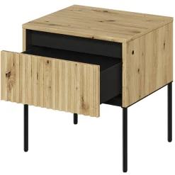 Comodino 46x50h cm cannettato rovere rustico nero Camelia