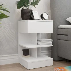 Comodino 39x65h cm con cassetto moderno bianco Clelia