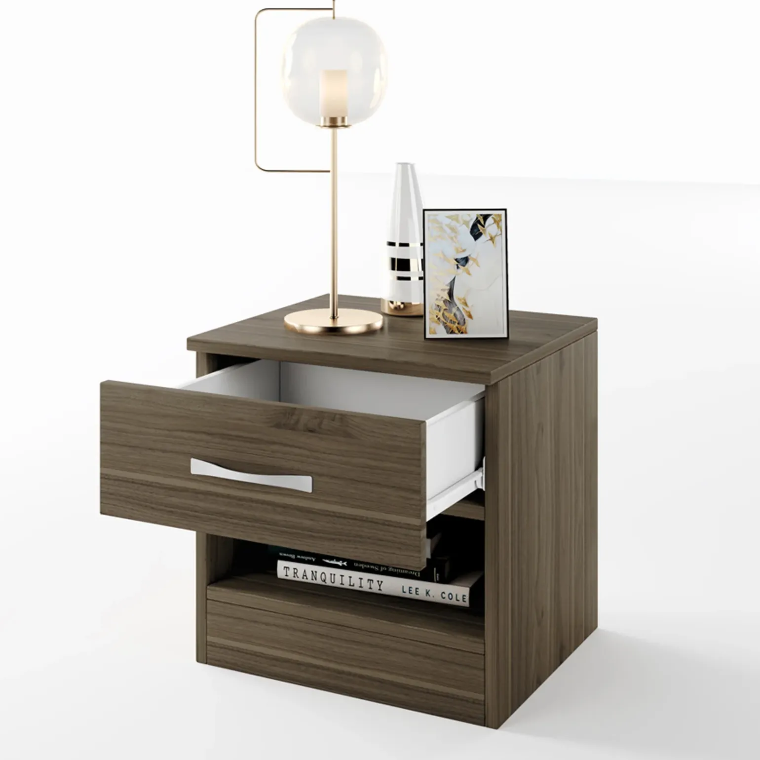 Comodino 40x41h cm con cassetto moderno noce Selvaggia