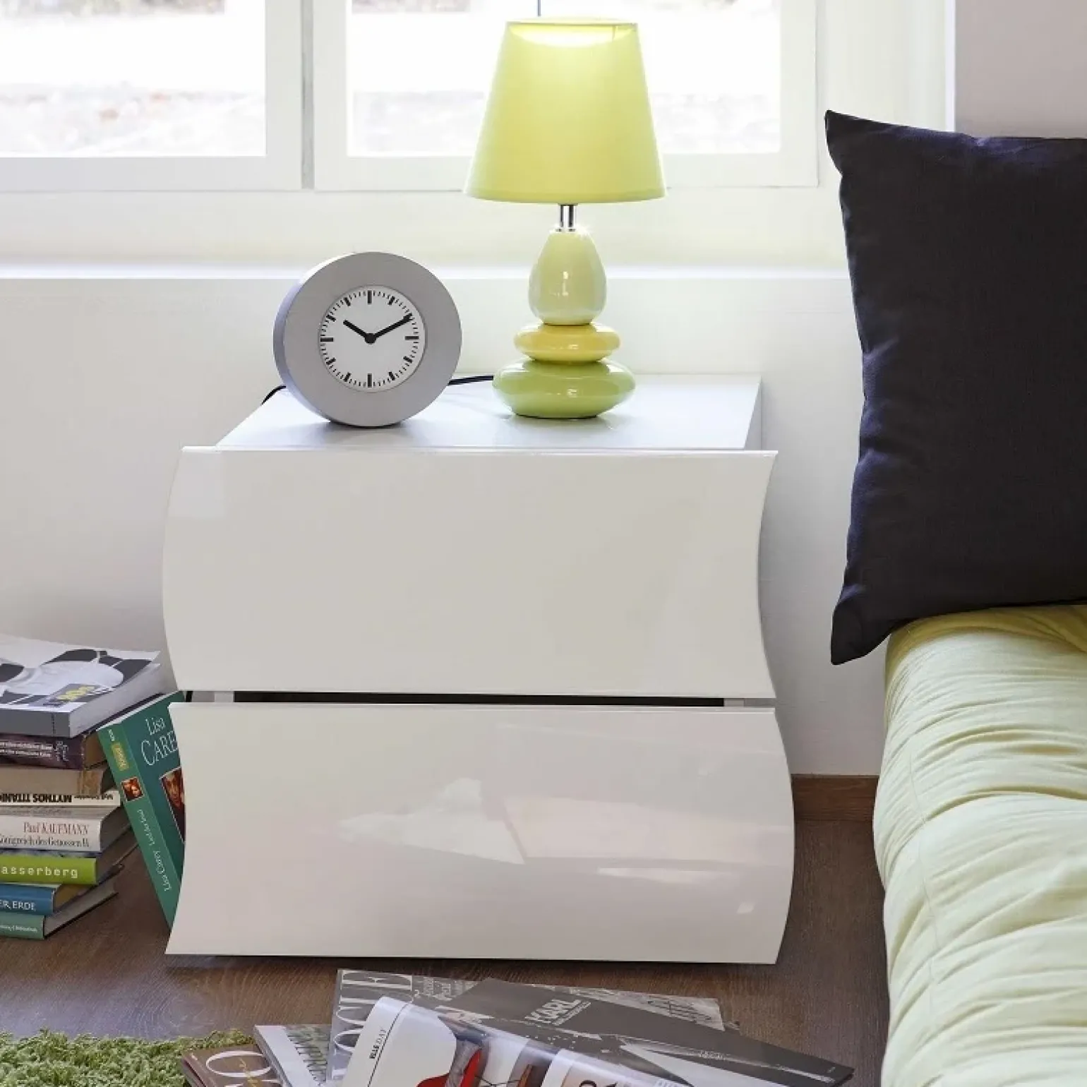 Comodino 50x42h cm design bianco lucido Sea Gihome®