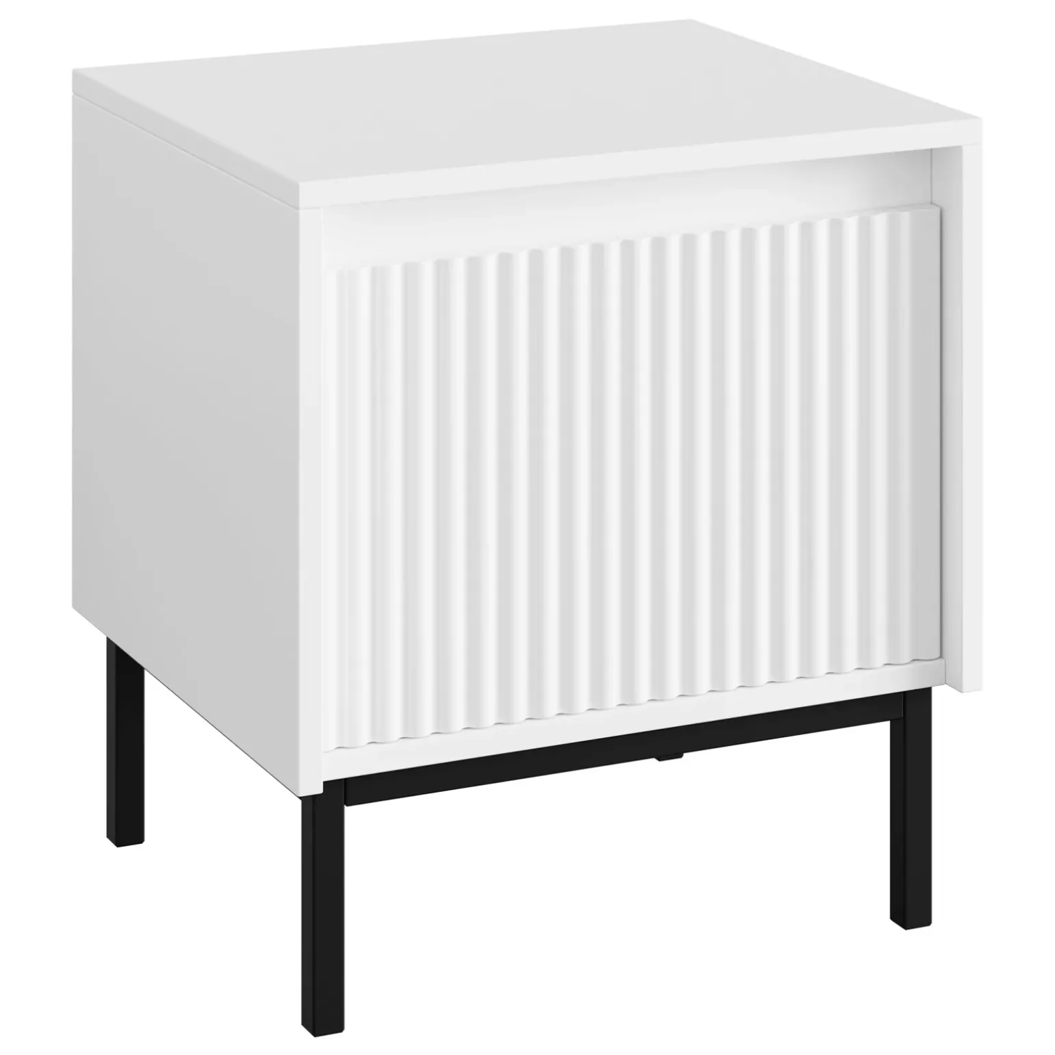Comodino 45x50h cm design cannettato bianco Strike
