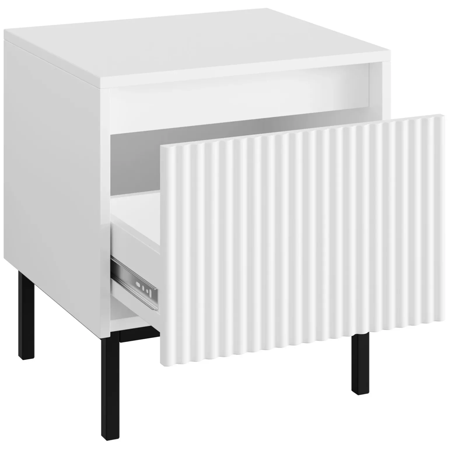 Comodino 45x50h cm design cannettato bianco Strike