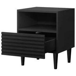 Comodino 42x53h cm design cannettato moderno nero Flippo