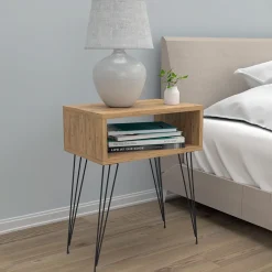 Comodino 45x59h cm design industrial rovere Jamar