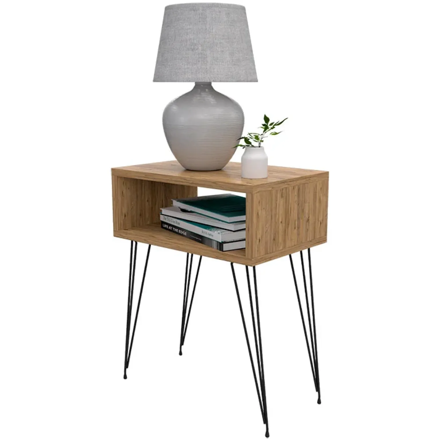 Comodino 45x59h cm design industrial rovere Jamar