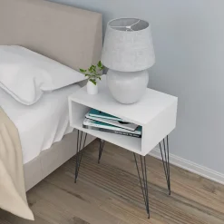 Comodino 45x59h cm design industrial bianco Jamar