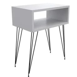 Comodino 45x59h cm design industrial bianco Jamar