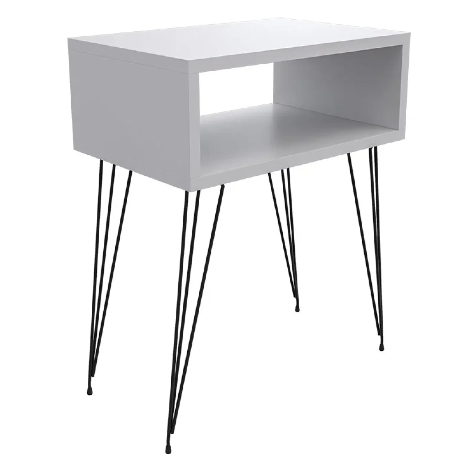 Comodino 45x59h cm design industrial bianco Jamar