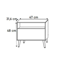 Comodino 47x48h cm moderno cannettato bianco Celestia