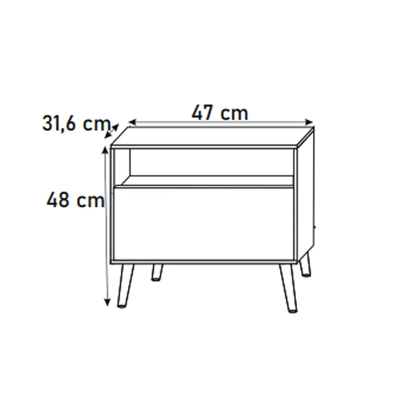 Comodino 47x48h cm moderno cannettato bianco Celestia