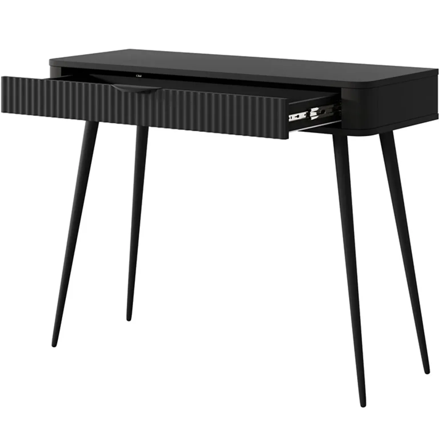 Consolle ingresso 100x78cm 1 cassetto nero opaco cannettato Ramis