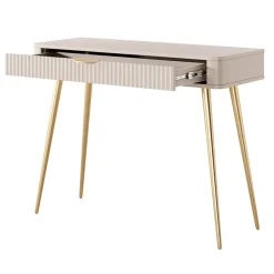 Consolle ingresso 100x78cm 1 cassetto beige cannettato Ramis