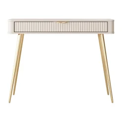 Consolle ingresso 100x78cm 1 cassetto beige cannettato Ramis