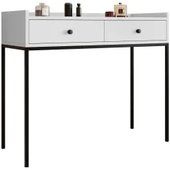 Consolle ingresso 100x86cm design moderno 2 cassetti bianco Pollon