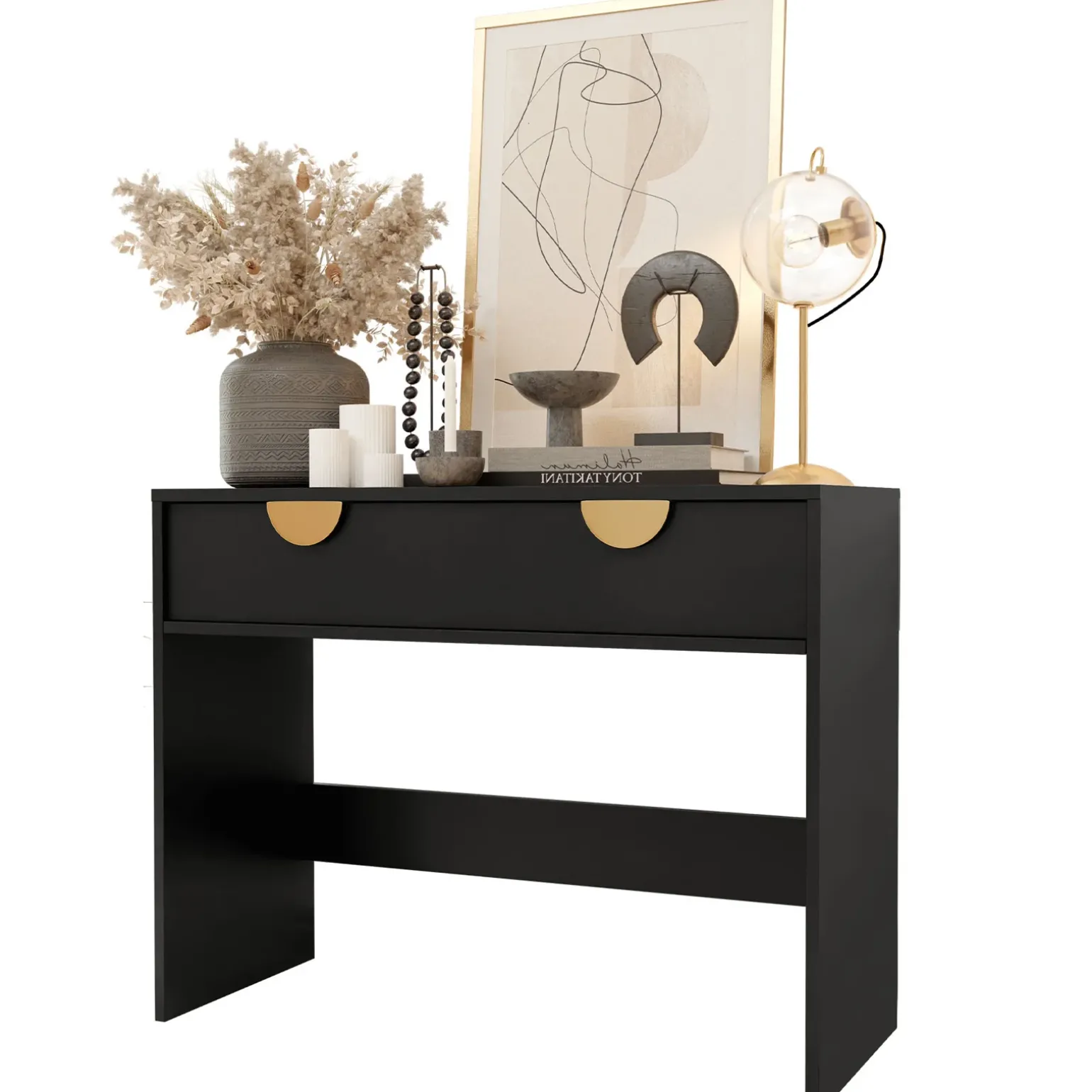 Consolle ingresso 100x78h cm con cassetto nero Oriana