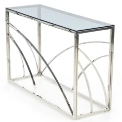 Consolle 120x78cm moderna in vetro fumè argento Hersol