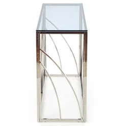 Consolle 120x78cm moderna in vetro fumè argento Hersol