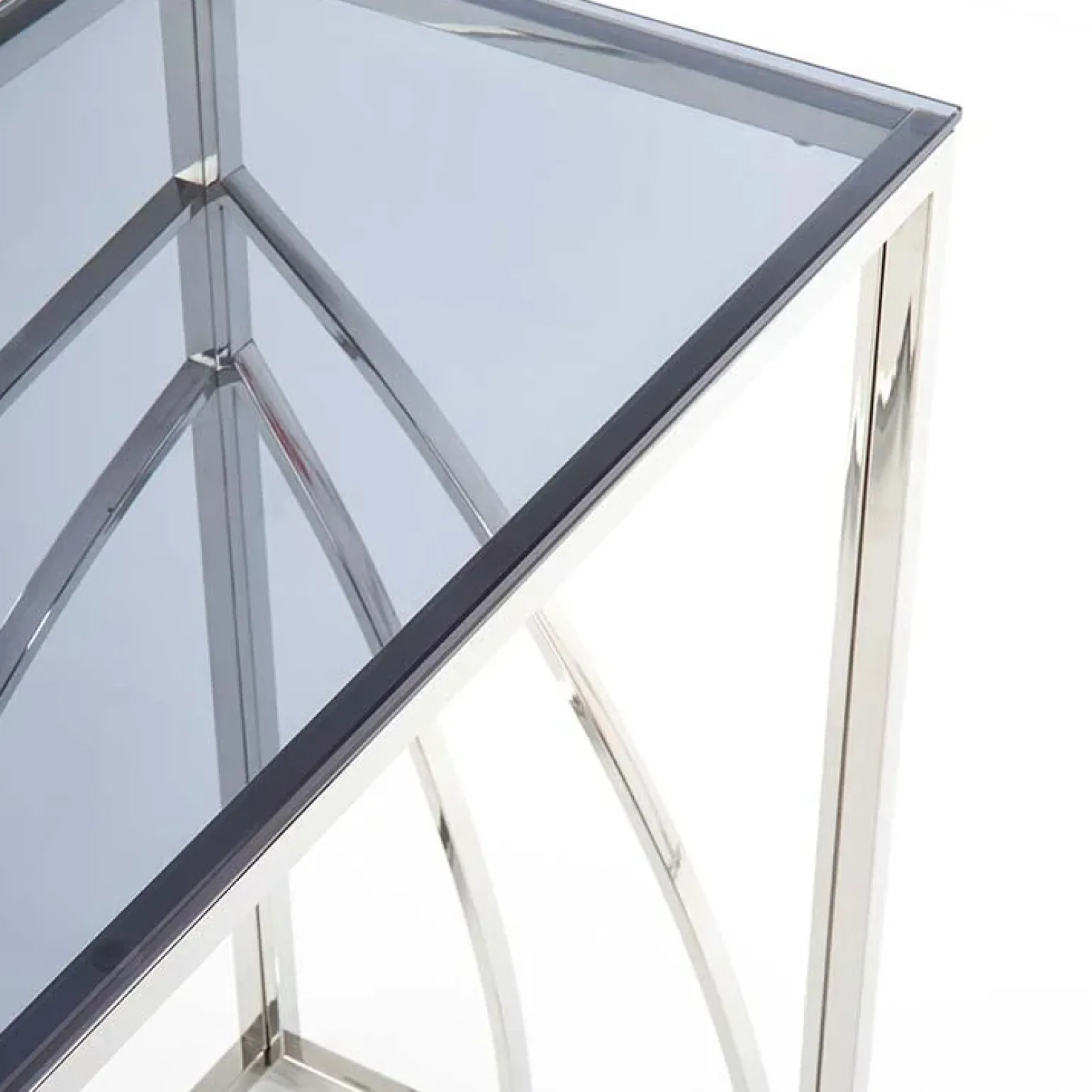 Consolle 120x78cm moderna in vetro fumè argento Hersol