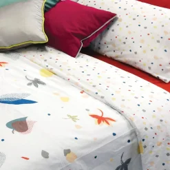 Copripiumino + federa letto singolo in cotone 155x200cm foglie Sonora