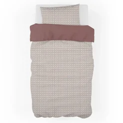 Copripiumino + federa letto singolo in cotone 155x200cm marrone terracotta Nabib