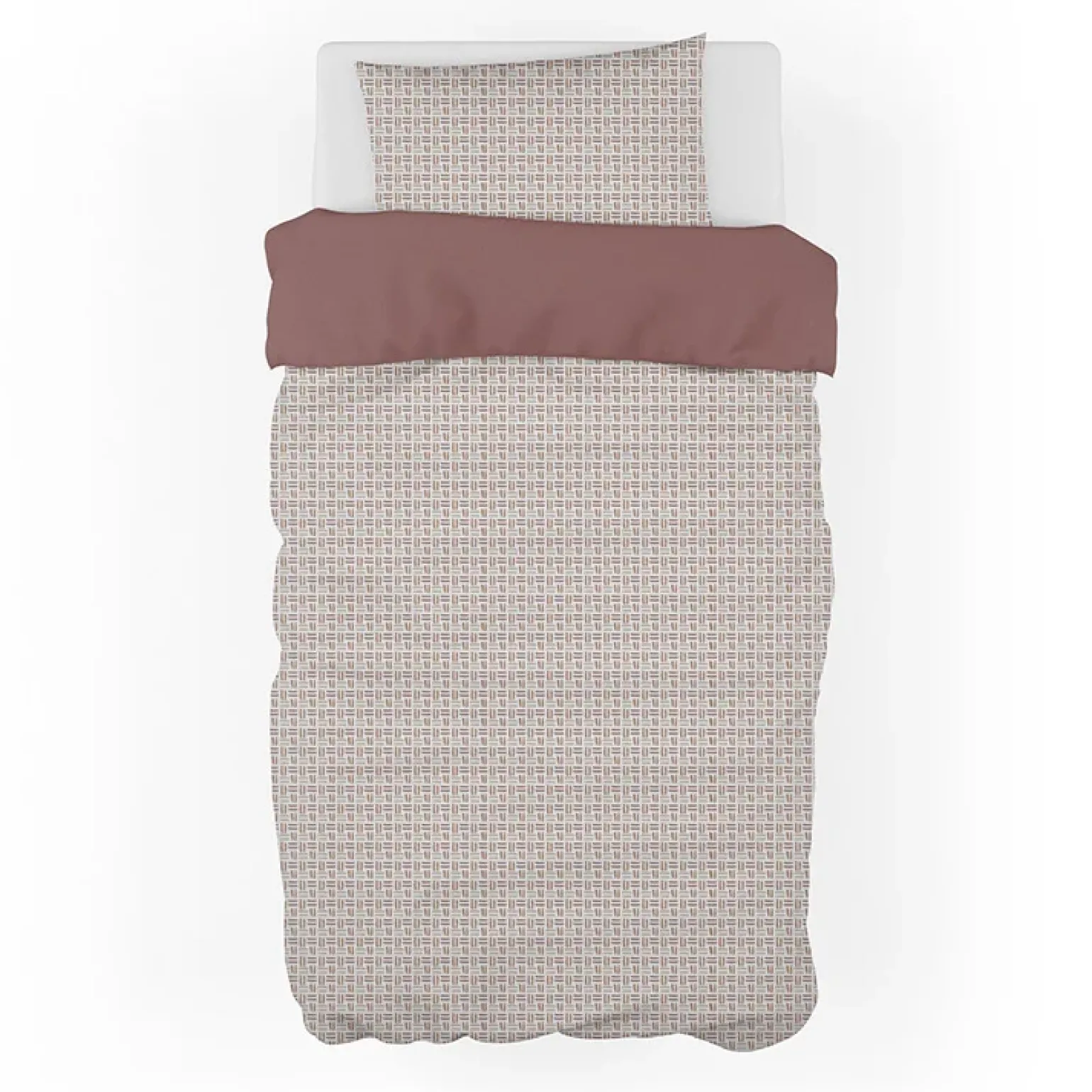Copripiumino + federa letto singolo in cotone 155x200cm marrone terracotta Nabib