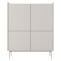 Credenza alta 103x126cm 4 ante beige cannettato rovere Fioca