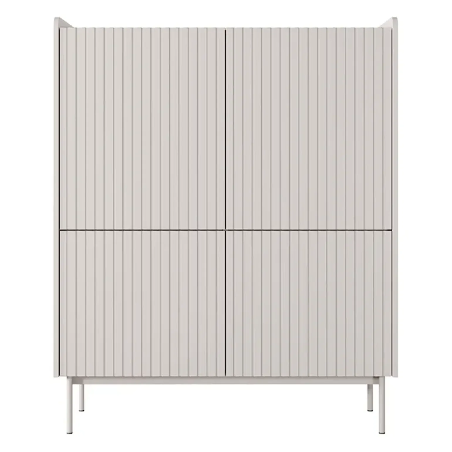 Credenza alta 103x126cm 4 ante beige cannettato rovere Fioca
