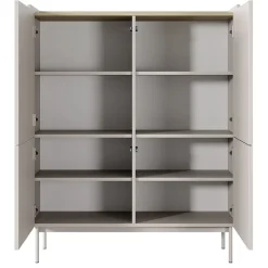 Credenza alta 103x126cm 4 ante beige cannettato rovere Fioca