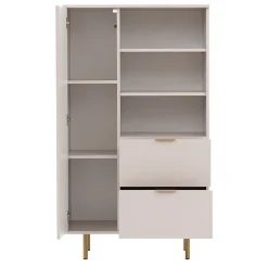 Credenza alta 80x140h cm 1 anta 2 cassetti cannettato moderna beige Vanessa