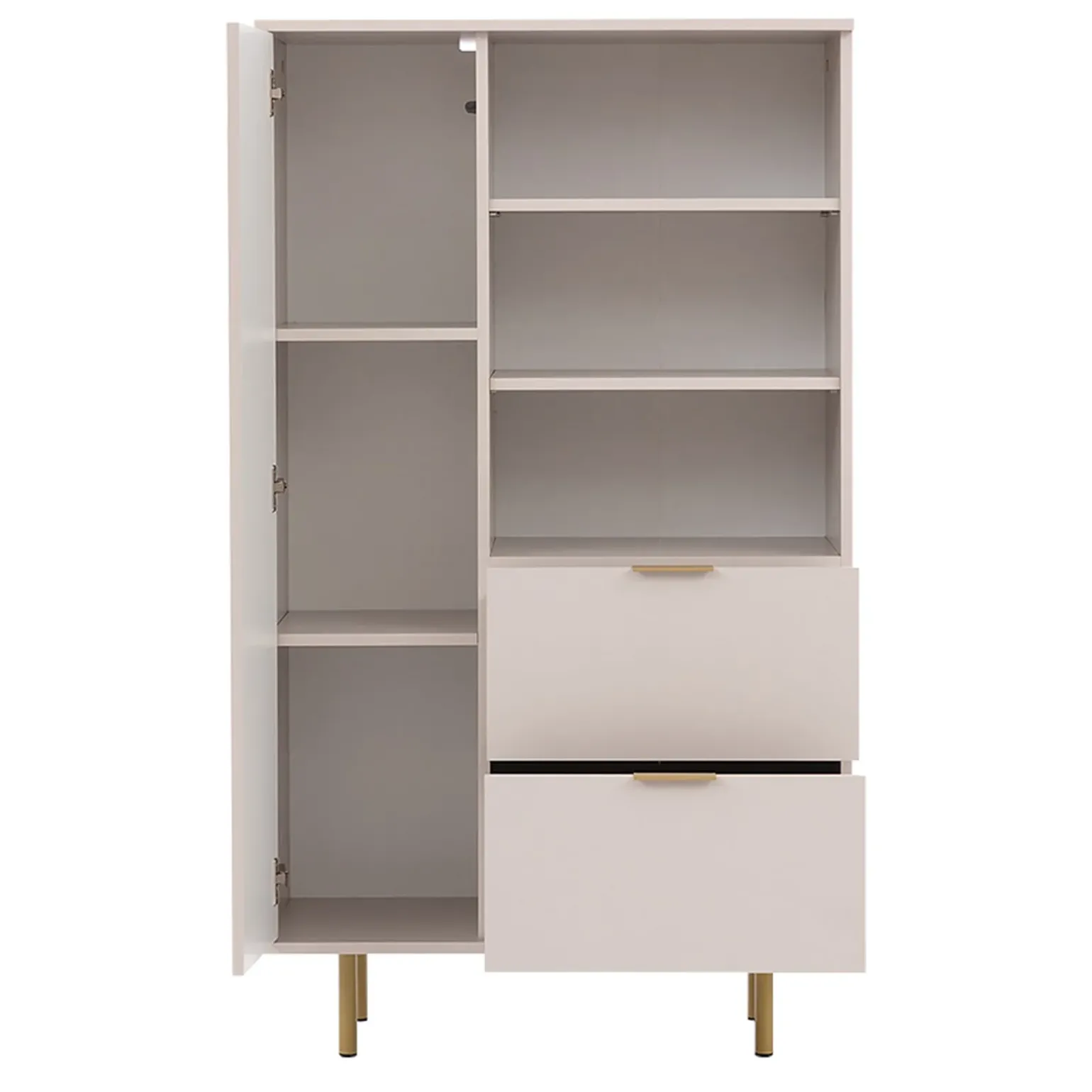 Credenza alta 80x140h cm 1 anta 2 cassetti cannettato moderna beige Vanessa