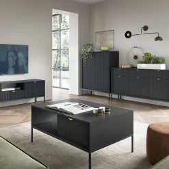 Credenza alta 104x125h cm 2 ante moderna soggiorno nero Alisa