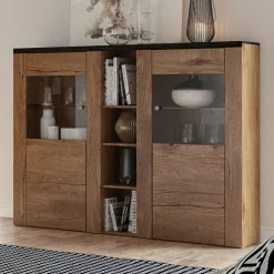 Credenza alta 155x130h cm 2 ante quercia rovere grigio Paloma 2
