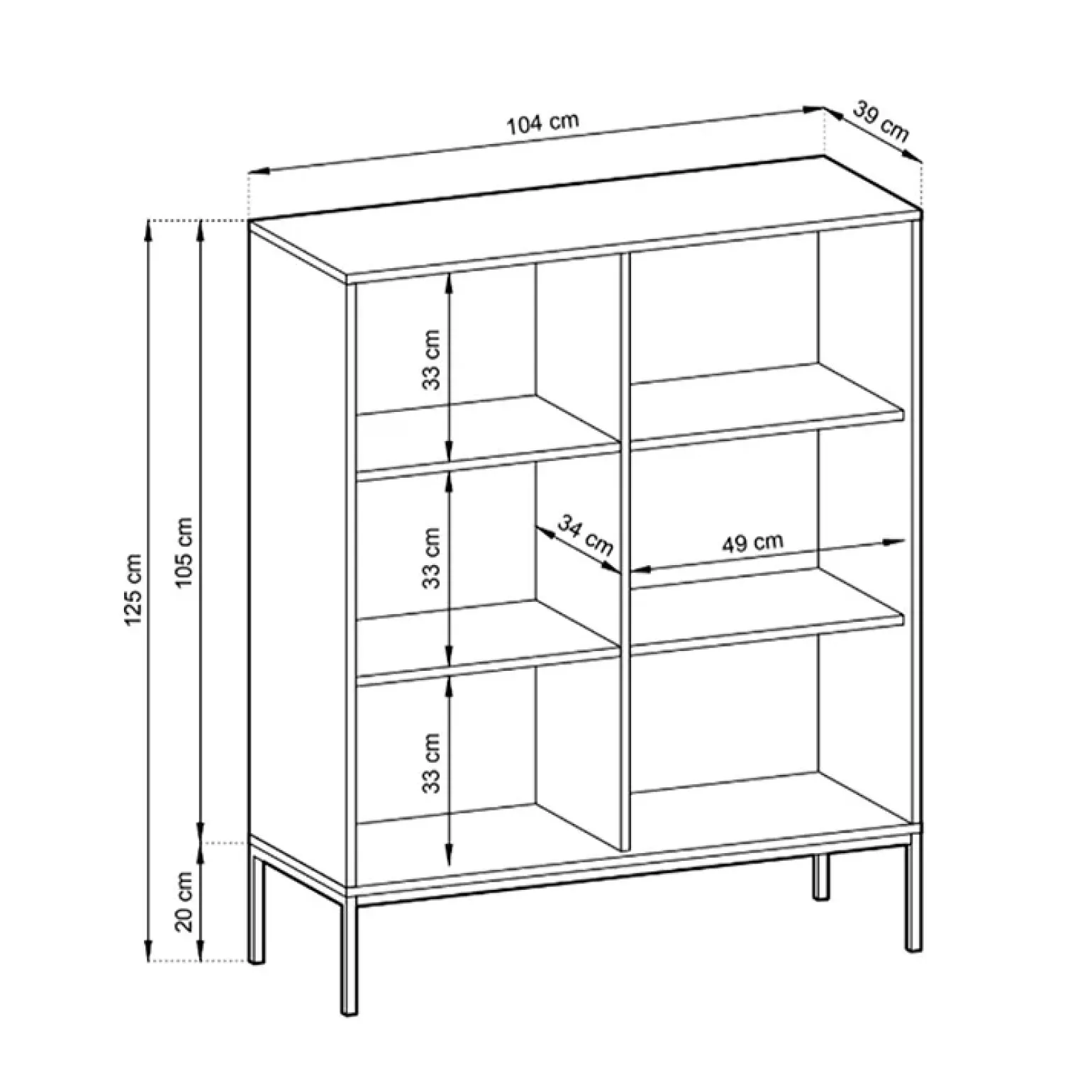 Credenza alta 104x125h cm 2 ante soggiorno bianco Alisa
